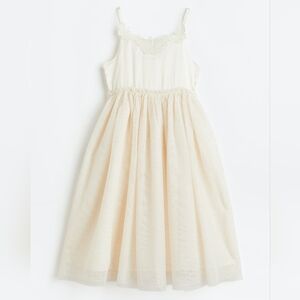 H&M Cream Pleated Sundress Spaghetti Strap